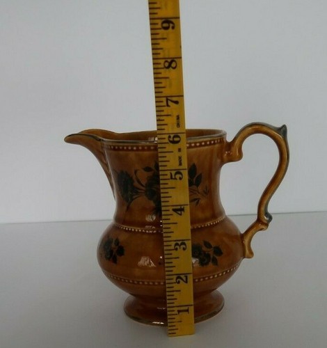 Vtg Elijah Cotton Lord Nelson Ware England Brown Glaze floral Pitcher - Picture 9 of 9