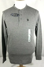 U.S.Polo ASSN Shirt Men's Small Gray Long Sleeve Henley New
