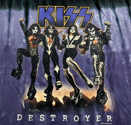 KISS Destroyer Liquid Blue Shirt Mens XL Purple Tye Dye Rock Music Band 2005 - Picture 4 of 6