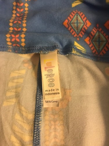 Lularoe TC Tall Curvy Leggings Light Blue Southwest Aztec Yellow Unicorn Pants - Picture 4 of 7