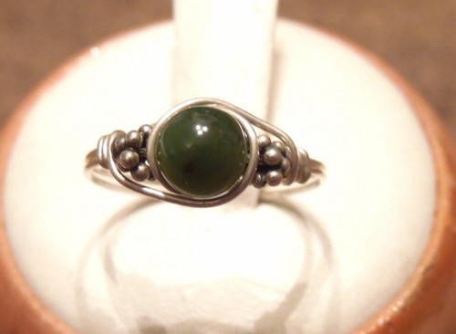 Nephrite Jade Bali Silver Wire Wrap Ring - ANY SIZE - Picture 6 of 10