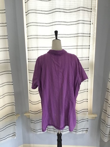 Woman Within Size 3X Purple Cotton Pintucked Gauze Button Up Shirt Casual - Picture 5 of 8
