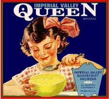El Centro Imperial Valley Queen Grapefruit Citrus Fruit Crate Label Art Print