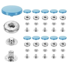 20 Set Snap Fasteners, 17mm #831 Zinc Alloy Press Studs Buttons, Lake Blue