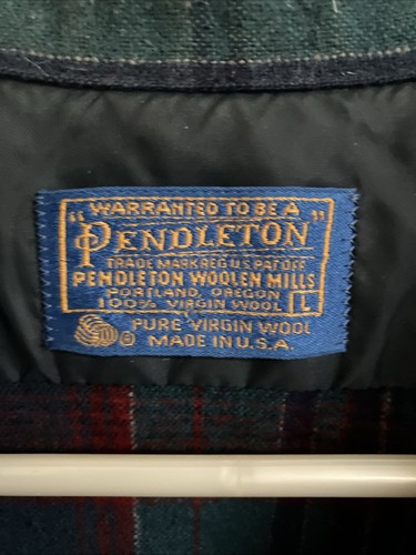 Vtg Pendleton Wool Flannel Shadow Plaid Shirt Mens L - Picture 2 of 5