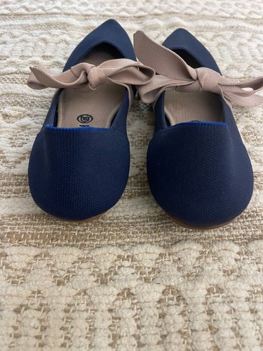 Rothys 11 Slip-On Mary Jane Flats Sapphire Deep Blue Bow Ballet Shoes Pointed - Picture 9 of 13