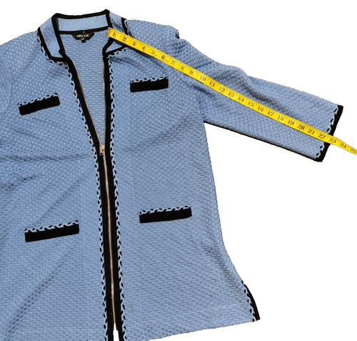 Cardigan donna Misook blu nero maglione spalla imbottito stile elegante M - Foto 6 di 7