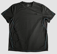 THE NORTH FACE FLASHDRY-XD Dark Gray & Teal Blue Stitching Tech T Shirt Mens L