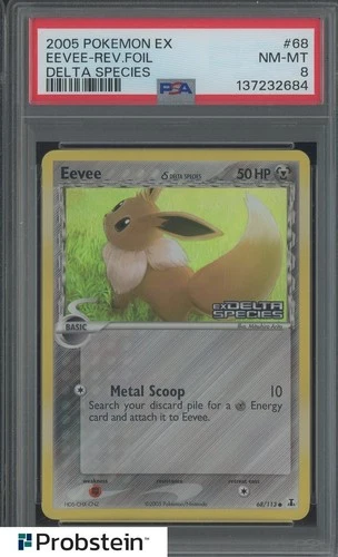 2005 Pokemon EX Delta Species #68 Eevee Reverse Foil PSA 8 NM-MT