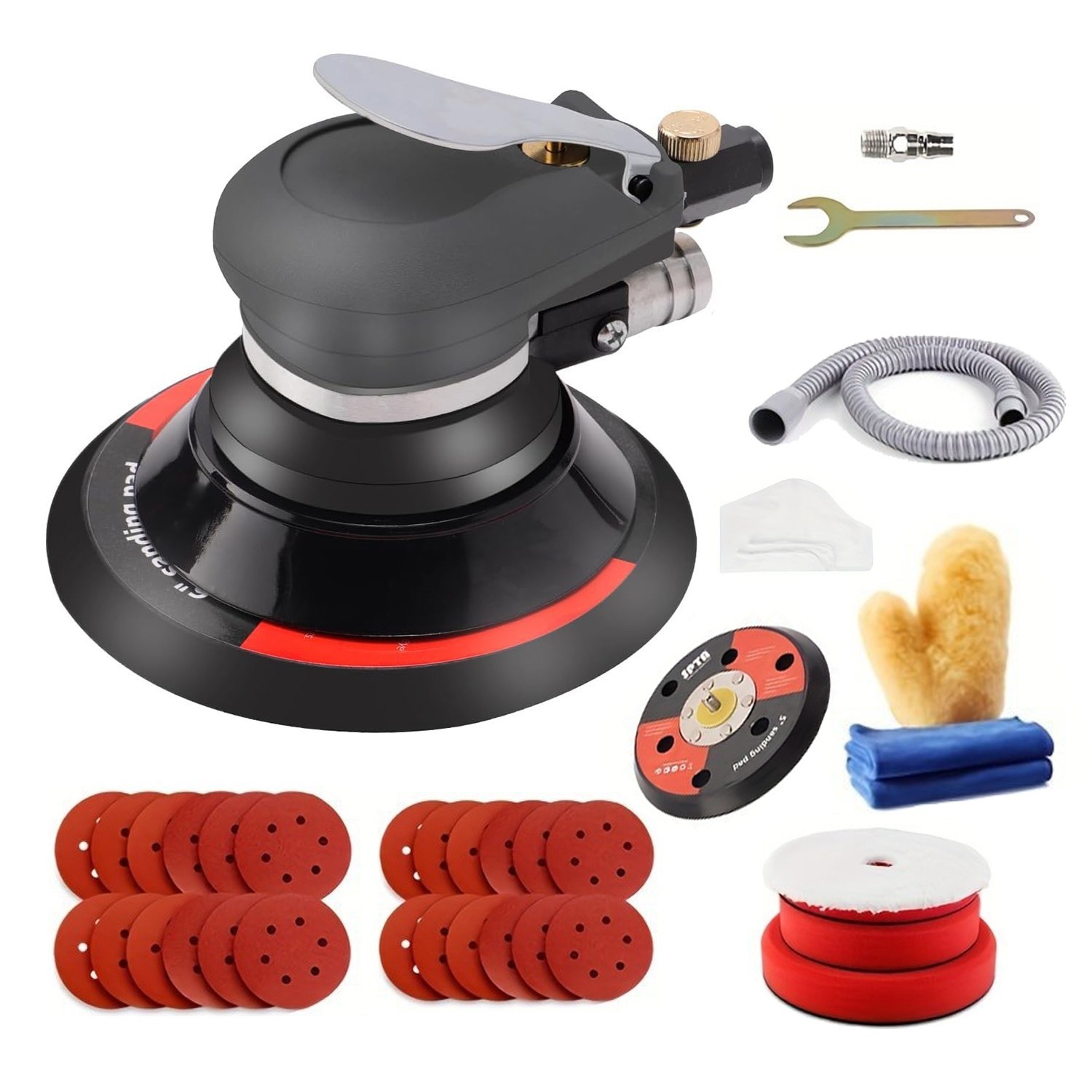 SPTA 125mm 150mm Druckluft Exzenter Schleifmaschine Schleifgerät Schleifpapier