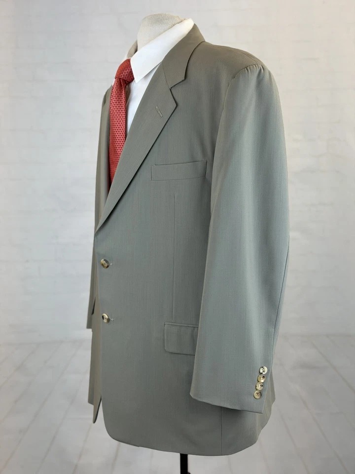 Hickey Freeman USA Men's Olive Green 100% Wool Suit 46R 42X30 $1,395 - Image 2 of 4