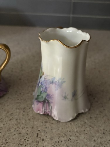 Antiguo Haviland & Co. France Limoges - Juego de crema y azucarero floral y dorado - Imagen 14 de 23