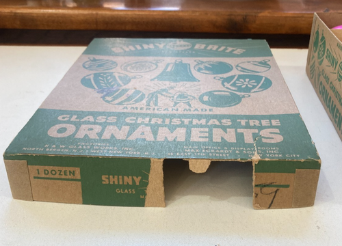 12 decorazioni natalizie in vetro Brite lucido - K&W Glass Works North Bergen nuove con scatola - Foto 2 di 8