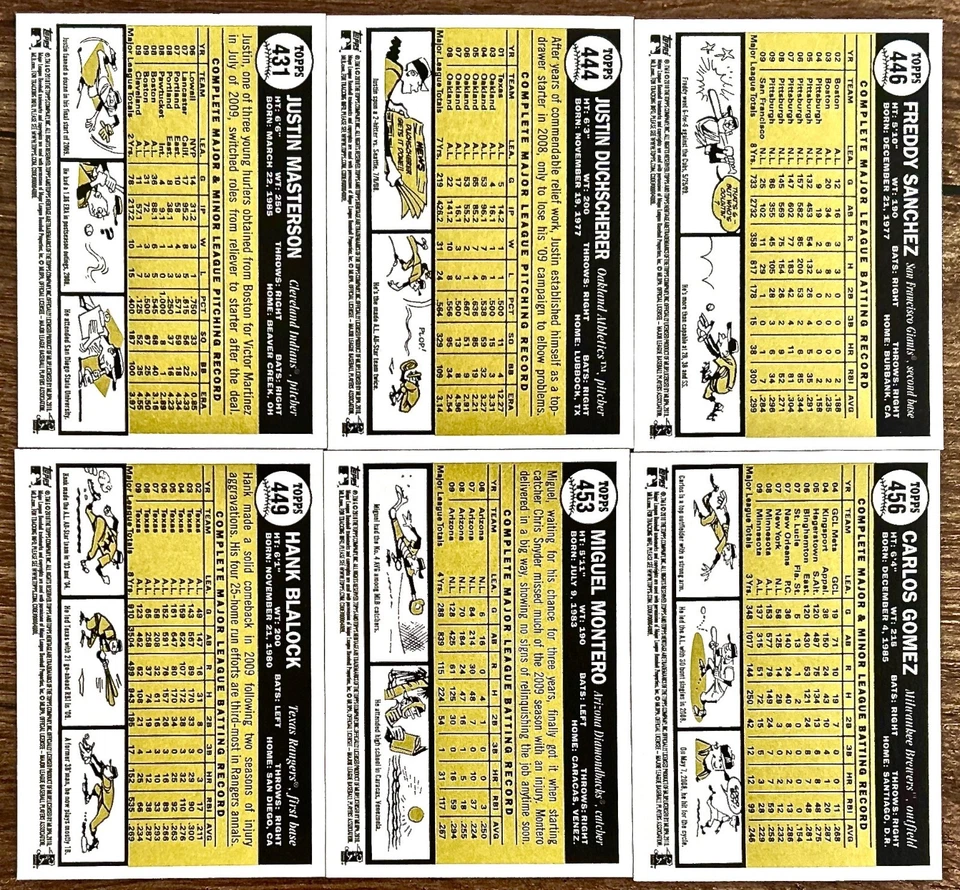 2010 Topps Heritage Freddy Sanchez Hank Blalock Miguel Montero Carlos Gomez — 第 2/2 张图片