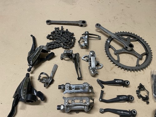 Lotto di componenti per bici da corsa mtb campagnolo shimano triplex vintage - Foto 6 di 9