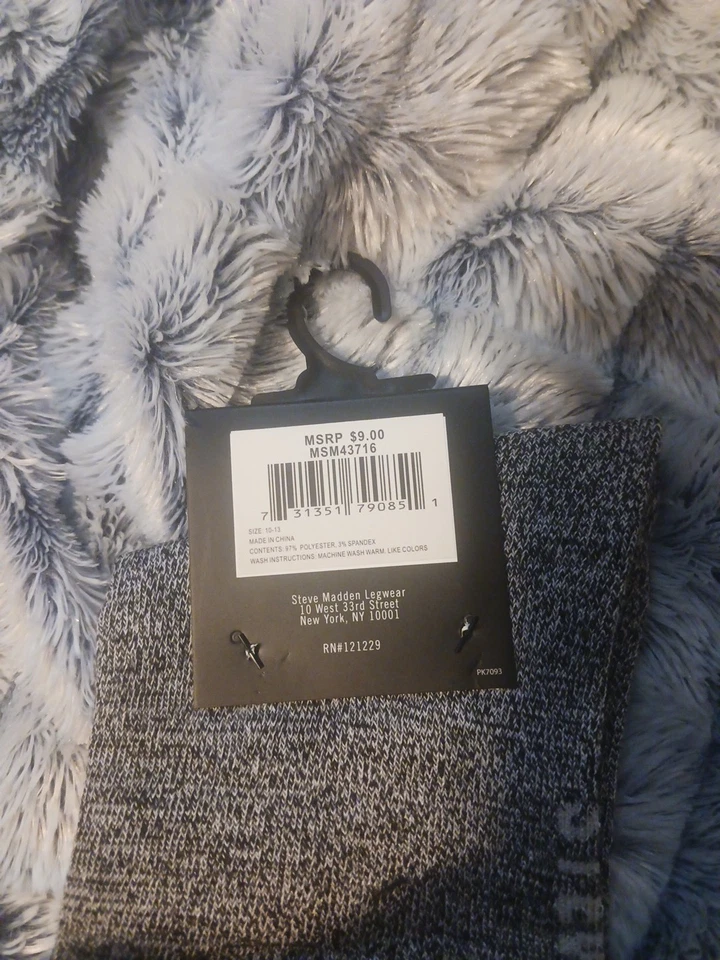 Steve Madden Calcetines Para Hombre Talla 10-13 Zapato Talla 6-12.5 Gris Aguacate Mezcla Algodón Foto 2 de 4