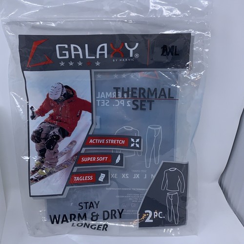 Galaxy by Harvic Para Hombres 2XL Gris Súper Suave 2 Piezas Conjunto de Capa Base Térmica Nuevo con Etiquetas - Imagen 3 de 8