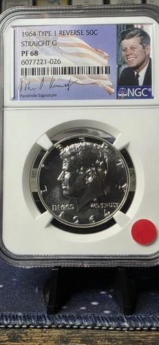 1964 TYPE 1 Reverse 50c PF 68  Straight G 90% Silver