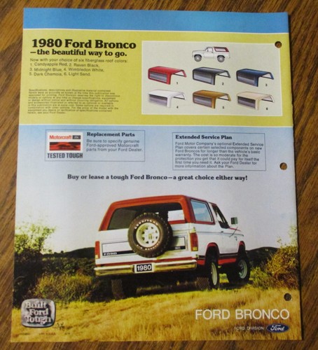 Ford Bronco 1980 Dealer Original Sales Brochure Literature Catalog Ad FDT-8012 - Picture 3 of 4