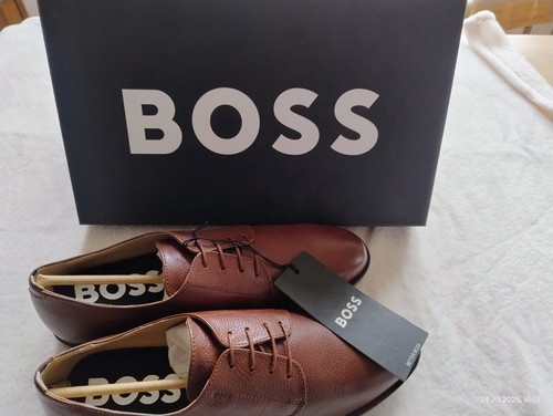 Herren Schwarz HUGO BOSS Schnürschuhe Braun Leder Elegant Schuhe UK 7 / 40 Neu