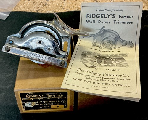 Vintage Ridgely's Wall Paper Trimmer Model F w/ Box and Manual Made In USA - Picture 1 of 5