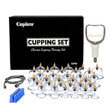 Cupluw Cupping Kit for Massage Therapy - 32 Cups Professional Chinese Cupping...