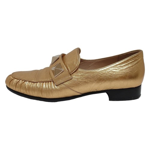 Auth VALENTINOGARAVANI - Gold Leather Hardware Women's Shoes