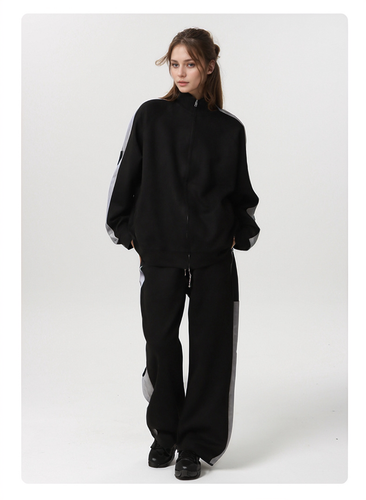 Eco-friendly Suede Sports Tacksuit (BLACK) - Picture 2 of 13