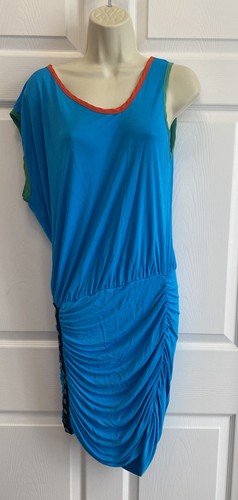 Abito Gianfranco GF Ferre Vintage Blu Increspato Nero Bottoni Tg 32/46 Italia - Foto 1 di 14