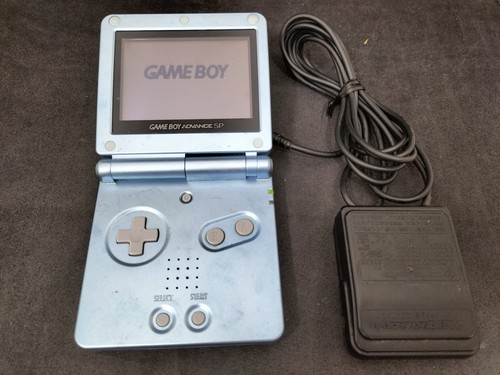 B258 Nintendo Gameboy Advance SP console Pearl Blue Japan GBA w/adapter - Picture 1 of 10
