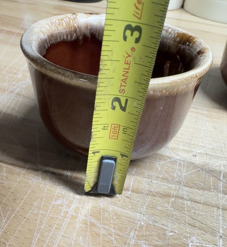 6 McCoy Custard Cups Brown Drip Stoneware Small Bowls 2.25" E2 - Picture 3 of 9