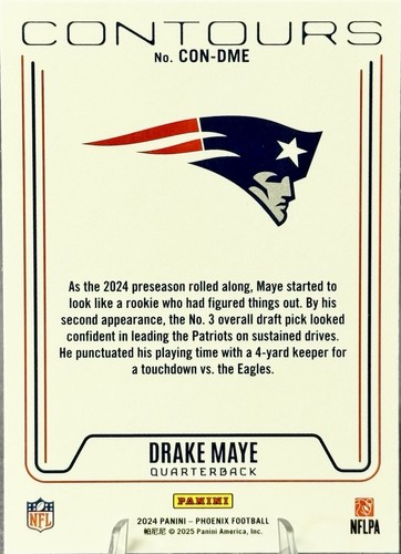 2024 Panini Phoenix Contours #CON-DME DRAKE MAYE (RC) New England Patriots HOT! - Picture 2 of 3