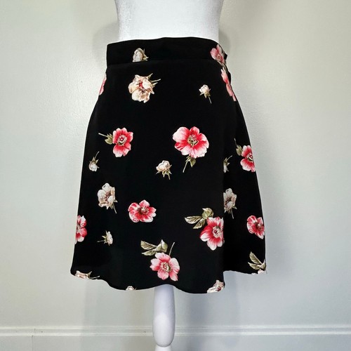Expressions Rock 90er Floral Vintage 13/14 Damen Blumen Grunge fließend Mini schwarz - Bild 1 von 6