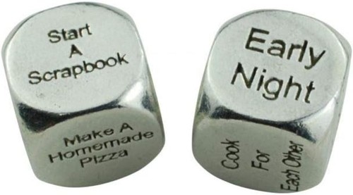 Celebrate Your 10th Anniversary with Pure Tin Date Night Dice in Velvet Bag - Imagen 7 de 7