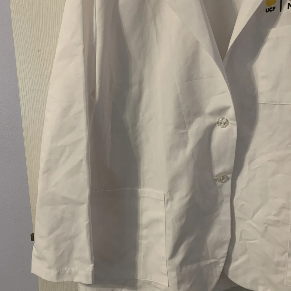 UCF White Coat Short Size XLWhite Classic Fit  Nurse Lab Coat  Student . - Image 2 of 4