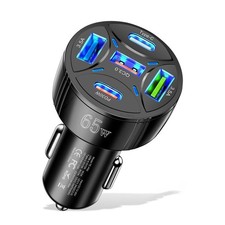 USB C Car Charger, 65W 5-in-1 Multi Port PD30W QC3.0 Super Fast Charging, Ci...