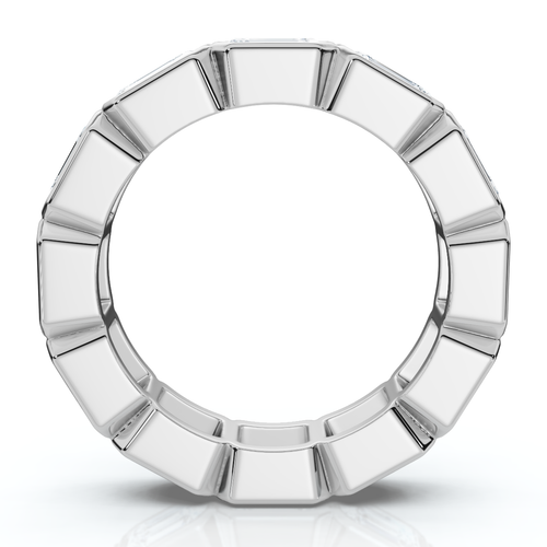 4 kt Smaragdschliff Diamant Ewigkeitsring horizontale Einfassung Laborgezüchtet 14 kt Gold - Bild 2 von 6