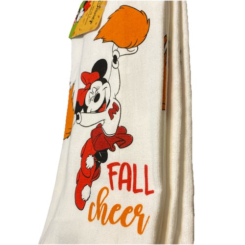 Disney Minnie Mouse Fall Cheer Set 4 Kitchen Towels Hand Cloth Football Autumn - Picture 8 of 8