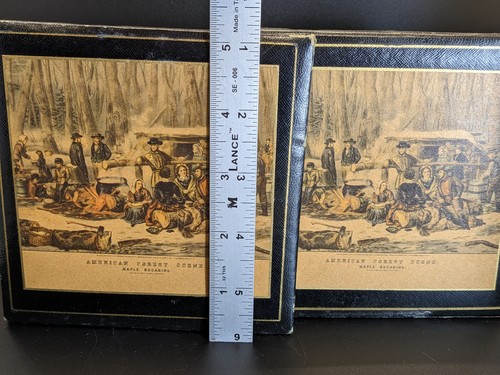 Par de sujetalibros vintage impresos Currier e Ives - Imagen 5 de 6