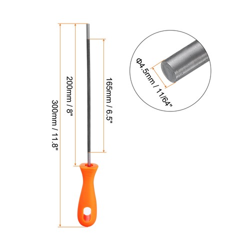 3pcs Chainsaw File 11/64" Chrome Steel Double Cut Round Rasp with Plastic Handle - Picture 2 of 7