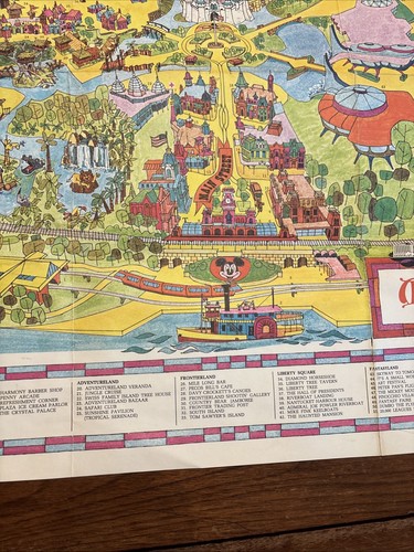 Vintage 1971 Walt Disney World MAGIC KINGDOM Park Souvenir Map Rare 28” X 25” - Picture 6 of 11