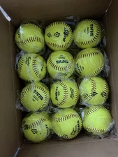 New 1 Dozen Dudley NFHS Thunder Heat Leather Wt 12 Yellow Fast Pitch Softball