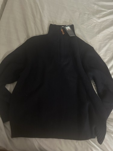 $215 Pendleton 100% Lana Merino Hombres Lana Merino 1/4 Cremallera Suéter Azul Talla XXL EO - Imagen 3 de 5