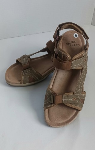 Earth Origins Shayla Sandals Women's 8 Brown Tan Adjustable Comfort Sling Shoes