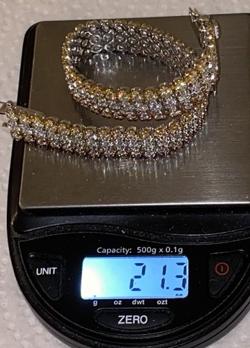 Signed Tennis Bracelet-925 ADS CZ Thailand, Cubic Zirconia Gold Over Sterling - Picture 2 of 12