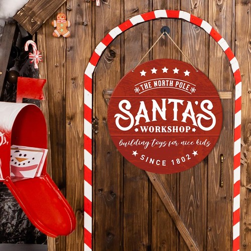 Weihnachtsschild Deko, Weihnachten rund Hängeschild Deko rustikal Xmas Holiday... - Bild 3 von 5