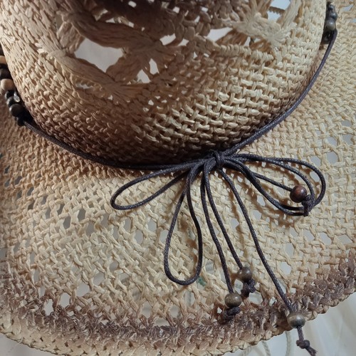 Enimay Los Angeles Woven Straw Beaded~concho Turquoise Western UNISEX Hat 23 5" - Picture 10 of 15