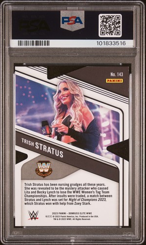 2023 Panini Donruss Elite WWE Trish Stratus #143 Status Die Cut 24/24 PSA 8 - Picture 2 of 2