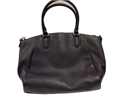 COACH ELISE PEBBLE LEATHER SATCHEL/SHOULDER BAG IN BLACK Missing Long Strap - Picture 4 of 7