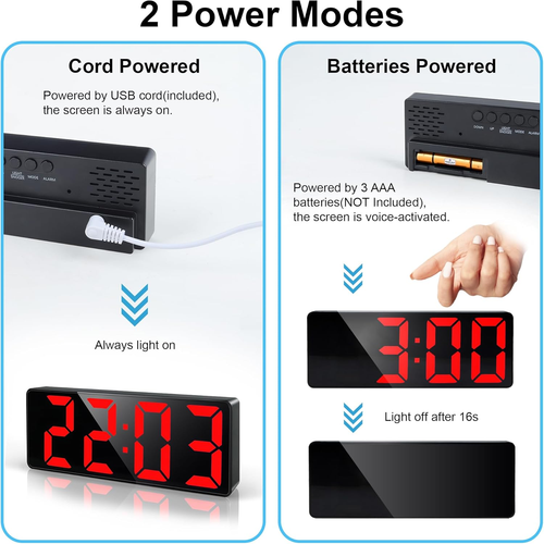 Sveglia Digitale Da Comodino 6.7" LED Display, Orologio Digitale Da Tavolo Con A - Foto 4 di 12